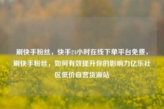 刷快手粉丝，快手24小时在线下单平台免费，刷快手粉丝，如何有效提升你的影响力亿乐社区低价自营货源站