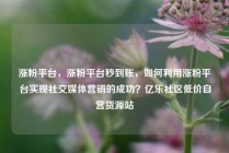 涨粉平台，涨粉平台秒到账，如何利用涨粉平台实现社交媒体营销的成功？亿乐社区低价自营货源站
